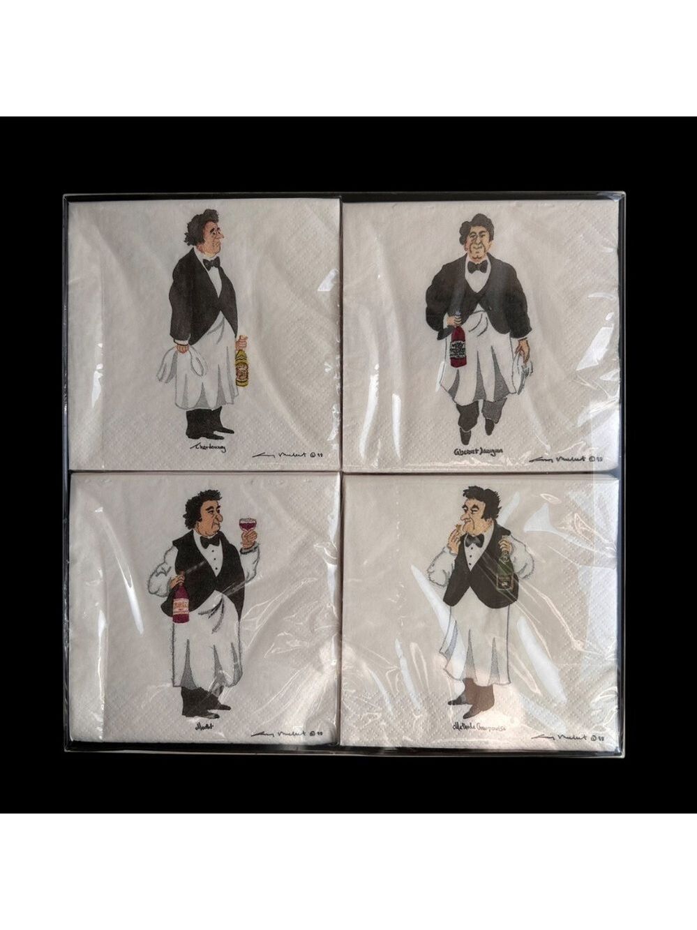 Guy Buffet's Wine Guys Beverage Napkin Gift Box Set NIB
